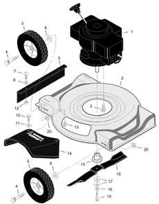 Mower Housing Assembly Diagram and Parts List for 20104G 2005 Briggs and Stratton Lawn Mower